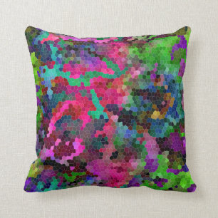 Coussin [Mosaïque arc-en-ciel] Effet de verre tendu