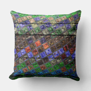 Coussin Mosaïque colorée Motif Bois Look #6