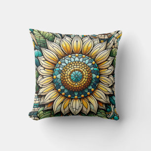 Coussin Mosaïque de verre coloré de tournesol