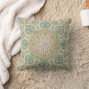 Coussin mosaïque minimaliste terreuse