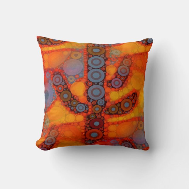 Coussin Mosaïque orange violet du sud-ouest du Saguaro Cac (Recto)