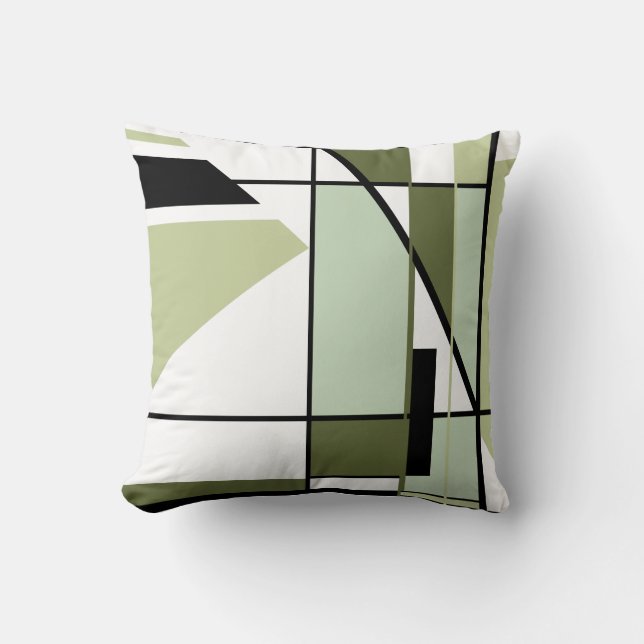 Coussin Mosaïque vert pâle noir blanc blanc géométrique Ab (Recto)