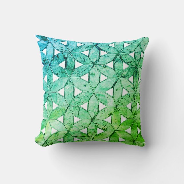 Coussin Mosaïque verte aquamarine | fleur de vie (Recto)