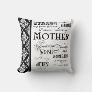 Coussin Mot moderne Cloud Mère paroles - Noir