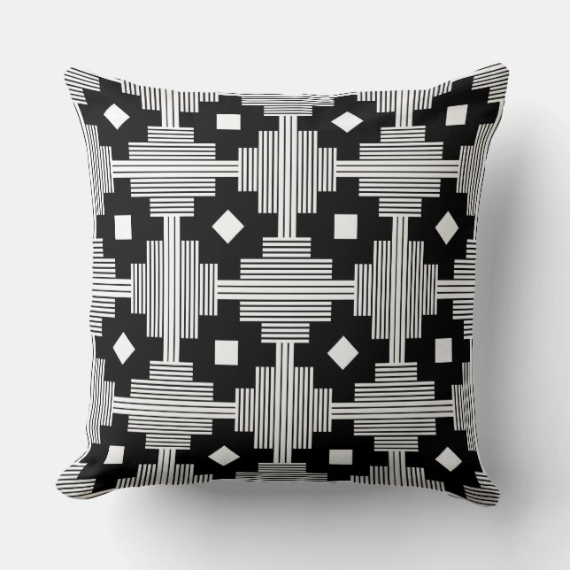 Coussin Motif 061214 - Blanc avec noir (Recto)