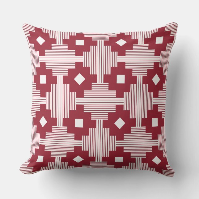 Coussin Motif 061214 - Blanc avec rouge profond 9b2335 (Recto)