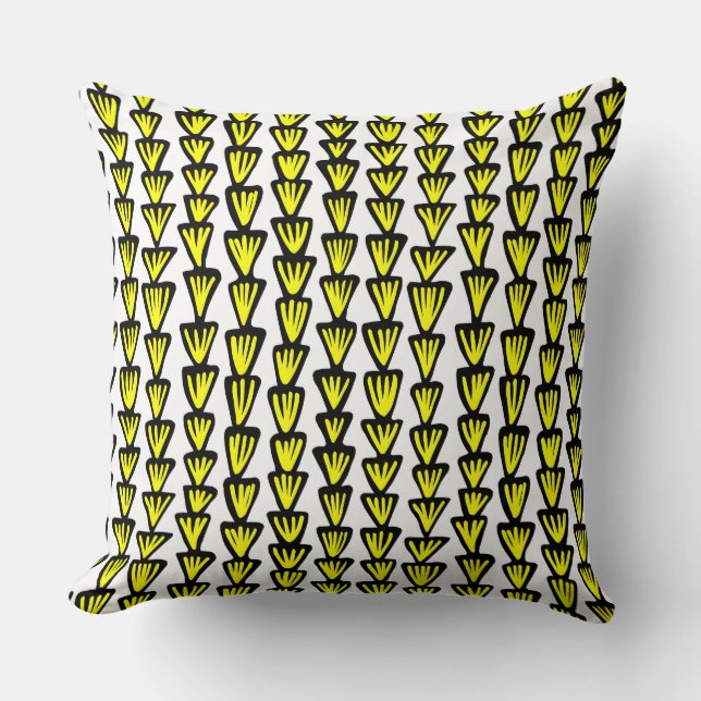 Coussin Motif 070515 - Noir et jaune sur blanc (Recto)