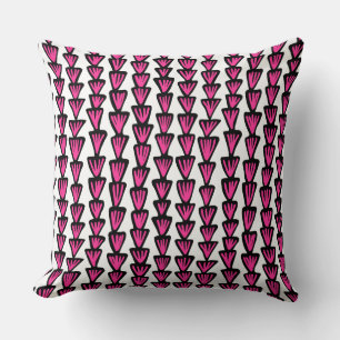 Coussin Motif 070515 - Noir et rose vif sur fond blanc