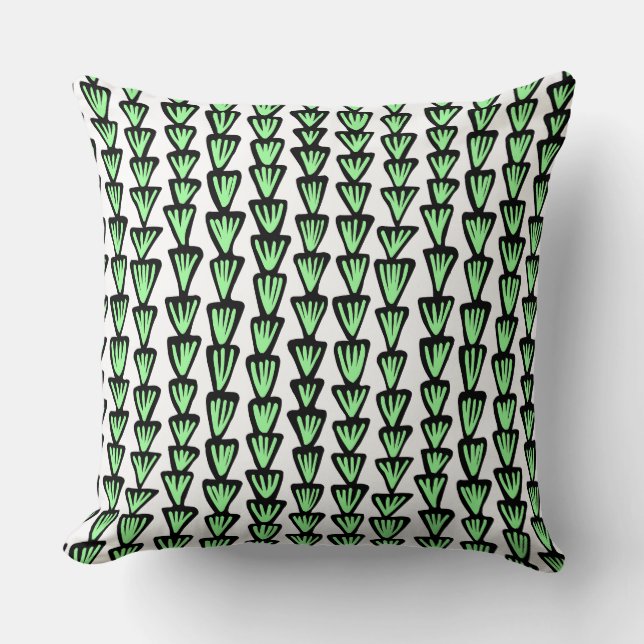 Coussin Motif 070515 - Noir et vert menthe sur blanc (Recto)