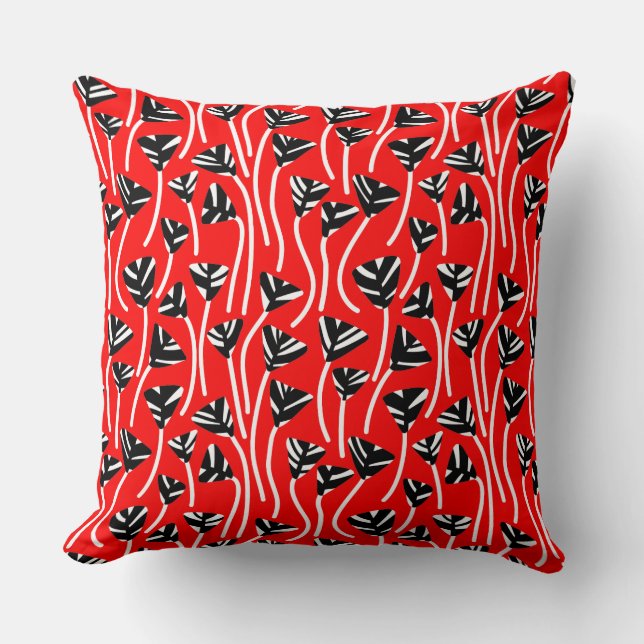 Coussin Motif 210121 - Noir, Blanc et Rouge (Recto)
