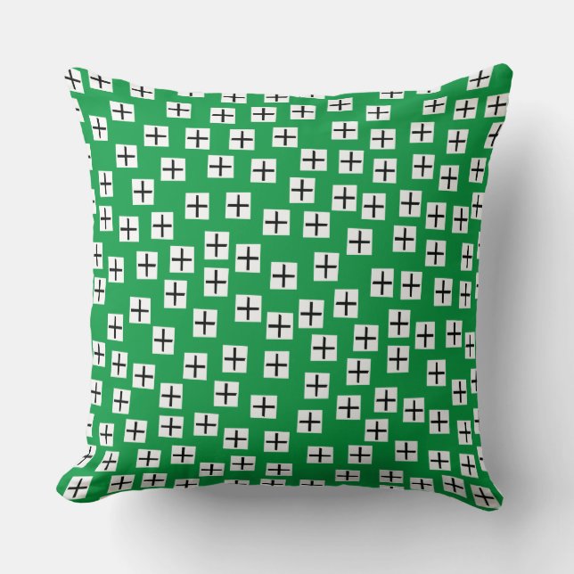 Coussin Motif 270715 - Blanc et noir sur vert 06983e (Recto)