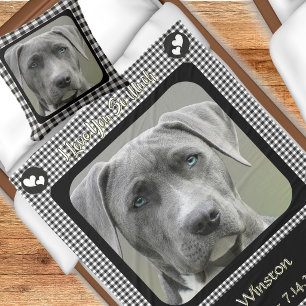 Coussin Motif à carreaux noir et blanc Mémorial pour chien