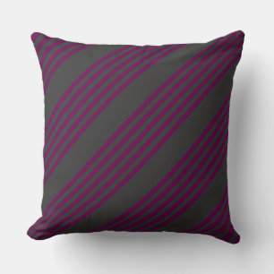 Coussin Motif à cinq bandes violet et gris