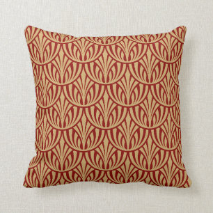 Coussin Motif à échelle de poisson de feuillage Art déco v