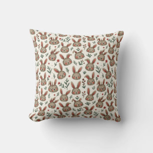 Coussin Motif À Face De Lapin Dessiné À La Main