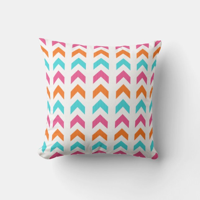 Coussin Motif à flèches géométriques moderne rose, orange  (Recto)