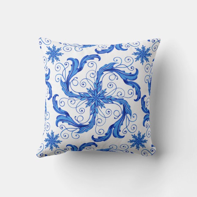 Coussin Motif à fleurs bleues (Verso)