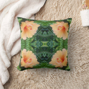 Coussin Motif à fleurs d'Hibiscus orange