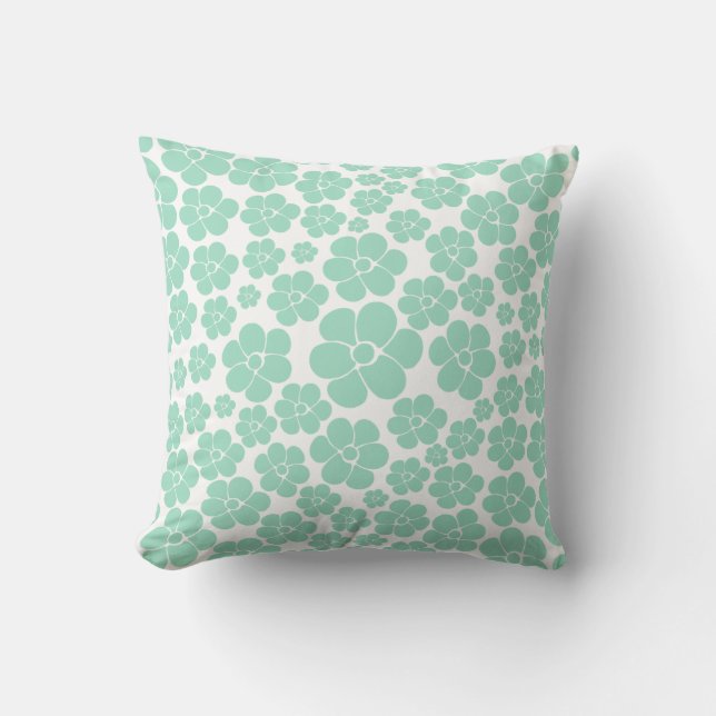 Coussin Motif à fleurs - Vert (Monnaie) (Recto)