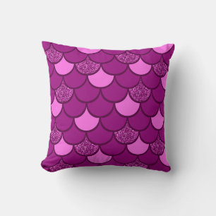 Coussin Motif à l'échelle de poisson de Bourgogne avec eff