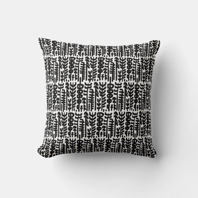 Coussin Motif à l'encre noire d'arbre de course (Recto)