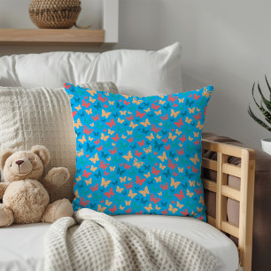 Coussin Motif à papillon rose violet minimaliste