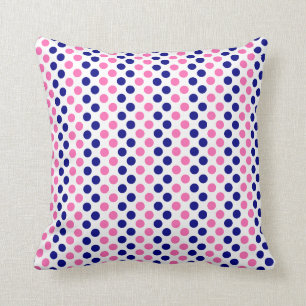 Coussin Motif à points bleu marine et rose chaud