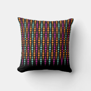 Coussin Motif à points verticaux violet, sarcelle et orang