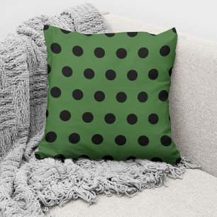 Coussin Motif à pois noir et vert moderne