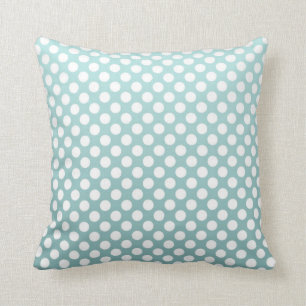 Coussin Motif à pois sarcelle poussiéreuse et blanc