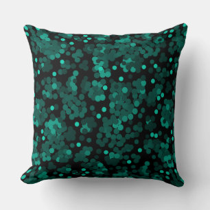 Coussin Motif à pois vert turquoise sur noir