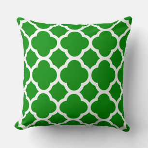 Coussin Motif à quatre feuilles vert et blanc