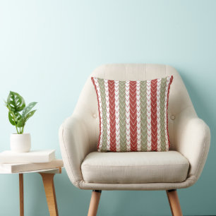 Coussin Motif à rayures chevron rouge sarcelle