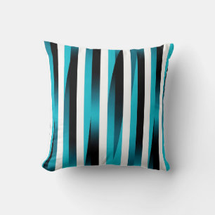 Coussin Motif à rayures dégradées turquoise et noir