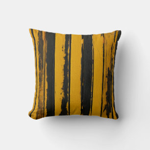 Coussin Motif à rayures d'huile noire et jaune