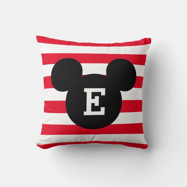 Coussin Motif à rayures en silhouette à tête Mickey | Mono (Recto)
