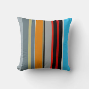 Coussin Motif à rayures multicolores bleu jaune rouge