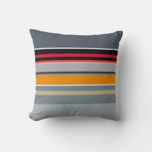 Coussin Motif à rayures multicolores bleu jaune rouge