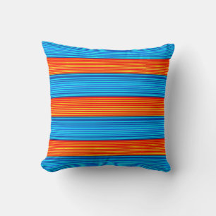 Coussin Motif à rayures orange et bleu