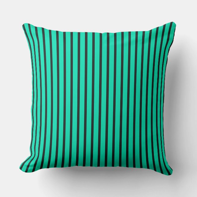 Coussin Motif à rayures verticales sarcelle (Recto)
