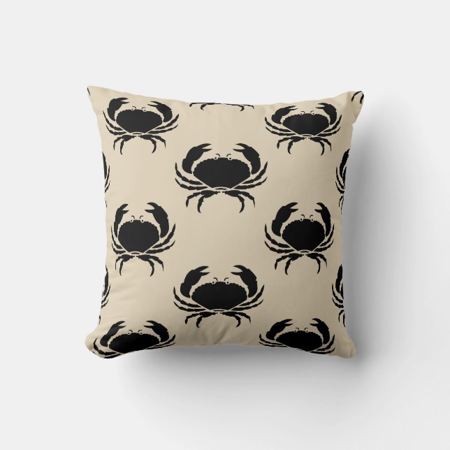 Coussin motif à thème nautique amusant CRAB (Recto)