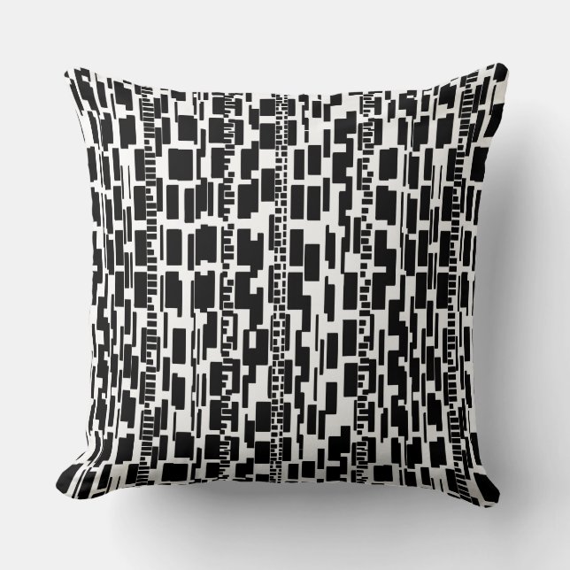 Coussin Motif Abstrait 090615 - Noir sur blanc (Recto)