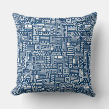 Motif Abstrait 110122 - Blanc sur Indigo Blue