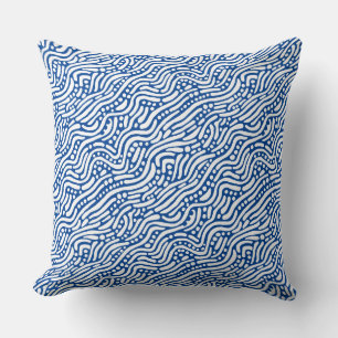 Coussin Motif Abstrait 110523 - Blanc sur bleu profond