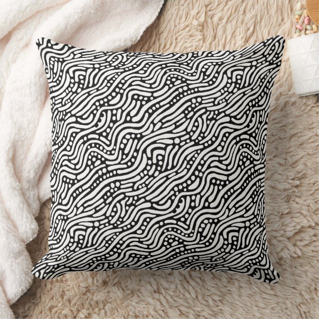 Coussin Motif Abstrait 110523 - Blanc sur noir (Couverture)