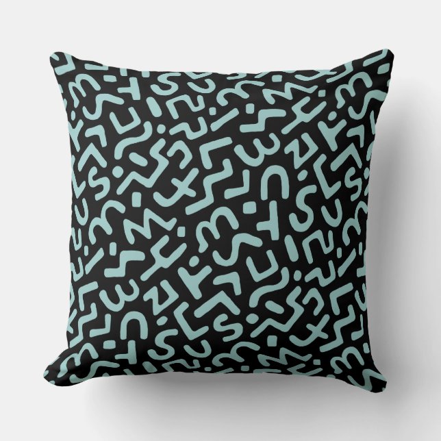Coussin Motif Abstrait 170822 - Bleu bleu sur noir (Recto)