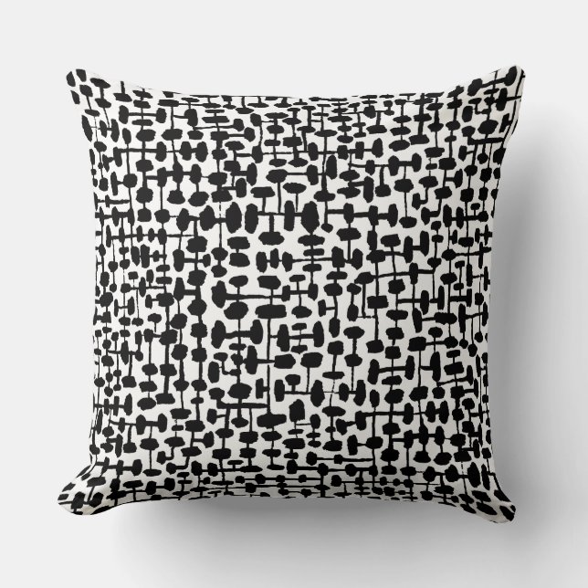 Coussin motif Abstrait 190621 noir sur blanc (Recto)