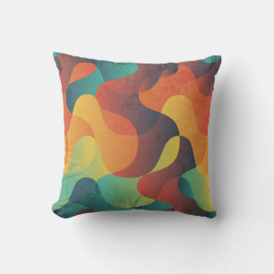 Coussin Motif abstrait à vague vintage colorée