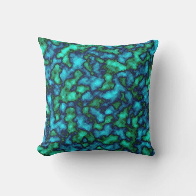 Coussin Motif Abstrait bleu et vert (Recto)
