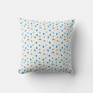 Coussin Motif Abstrait coloré avec arbres et arcs-en-ciel